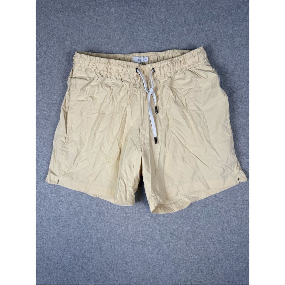 ONIA The Charles Mens Large Lined Swim Shorts Tan Straight Mid Length Trunks